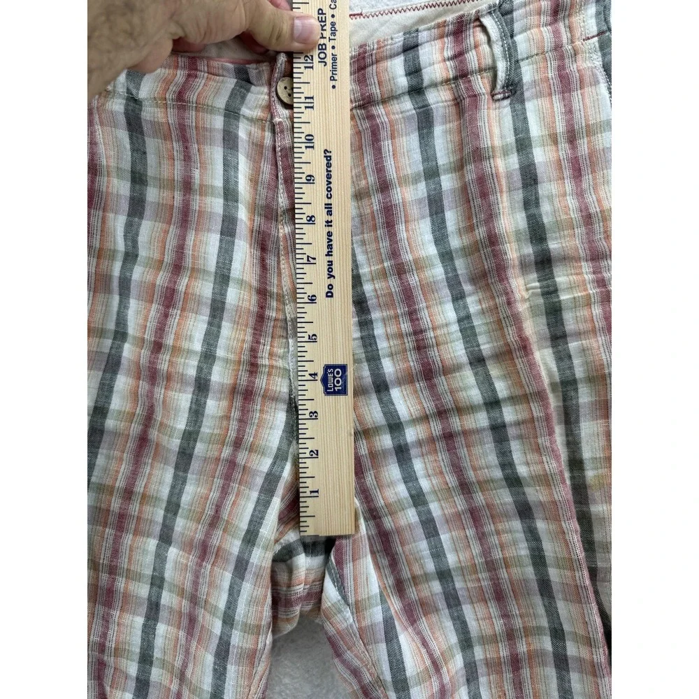 Tommy‎ Bahama Mens 100% Linen Chino Shorts Tag 36 Actual Size 38 Tropical Plaid